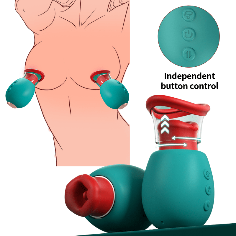 4 IN 1 Rose Sex Toy Adult Toys Licking Vibrater with 10 Mouth Kissing Vibrations