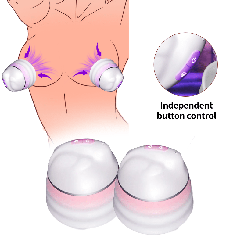 Angel 5 Vacuum Suction 10 Vibration Breast Massagers With Remote