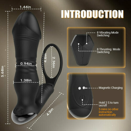 Thrusting& Vibrating Silicone Anal Vibrator