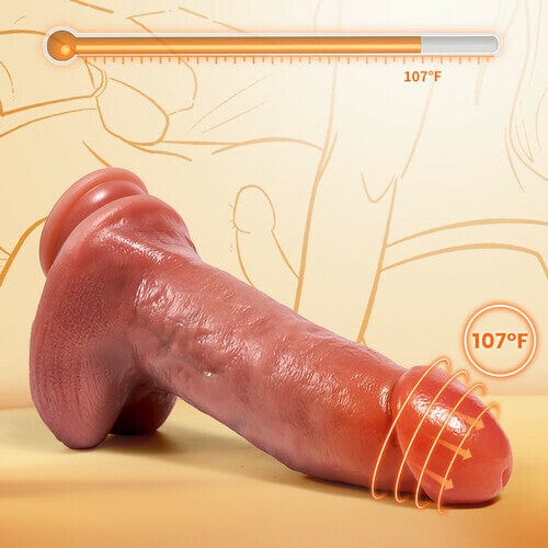 7.28‘’ Thick Thrusting Vibrating Heating Realistic Dildo with Strong Suction Cup and Remote Control