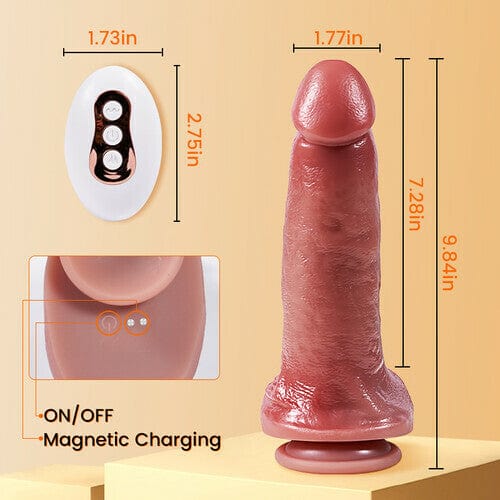 7.28‘’ Thick Thrusting Vibrating Heating Realistic Dildo with Strong Suction Cup and Remote Control
