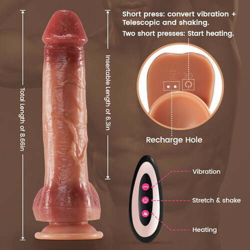 6.3‘’ Lurevibe - 9 Vibrating 3 Thrusting & Swing Intelligent Heating Realistic Dildo Vibrator