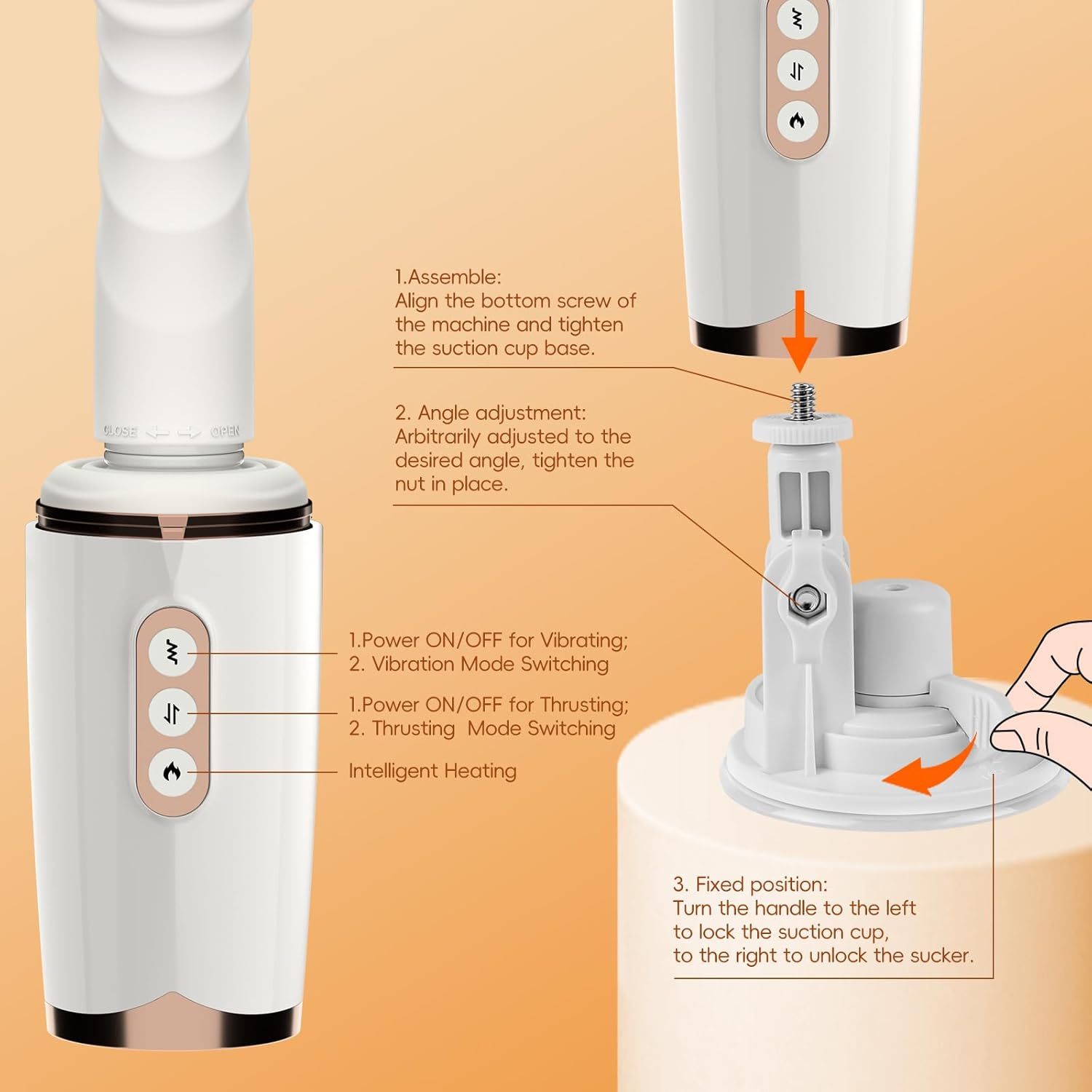 Honey 7 Thrusting Heating Sex Machine Vibrator with Sucker