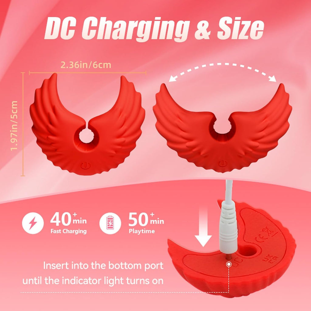 BDSM Angel Wings Vibrating Nipple Clamps with Remote Control