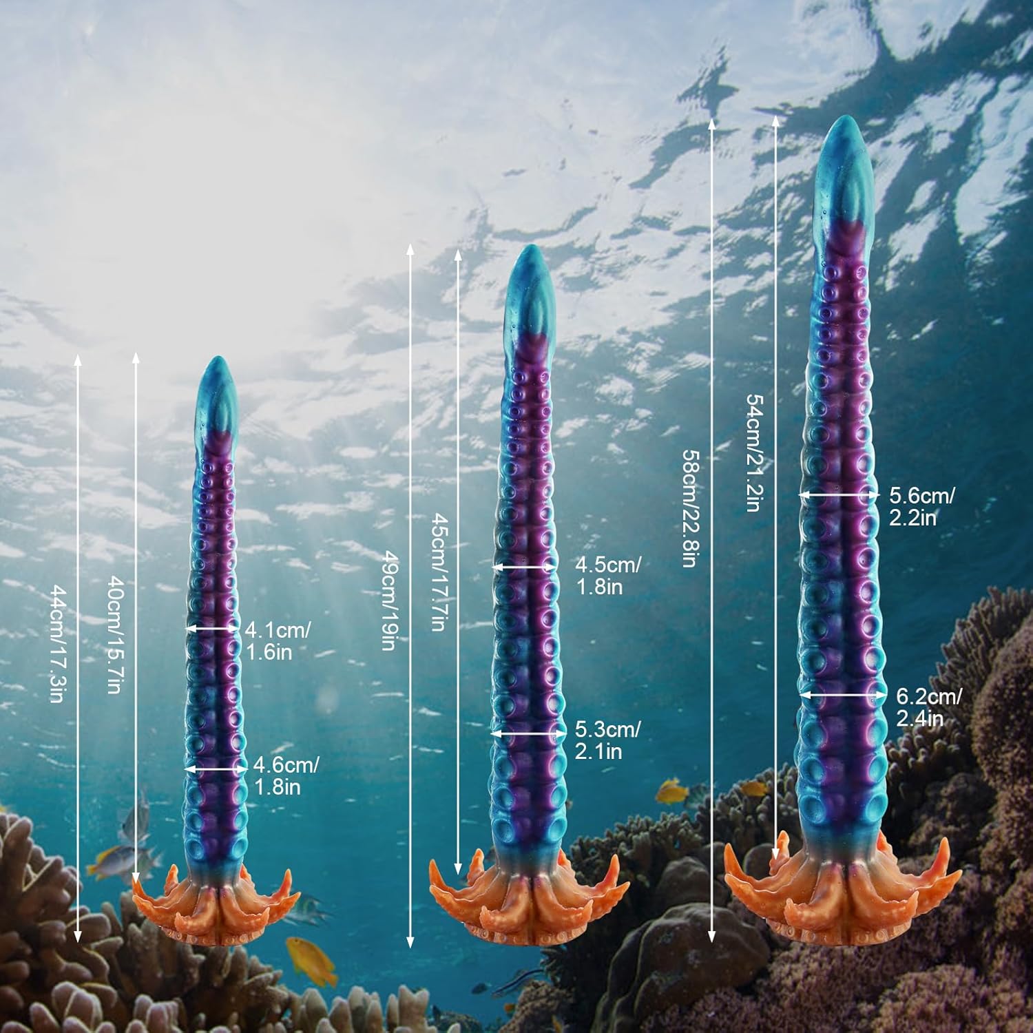 15.7‘’ - 21.2‘’ Realistic Tentacle Huge Fantasy Dildo Silicone Anal Dilator