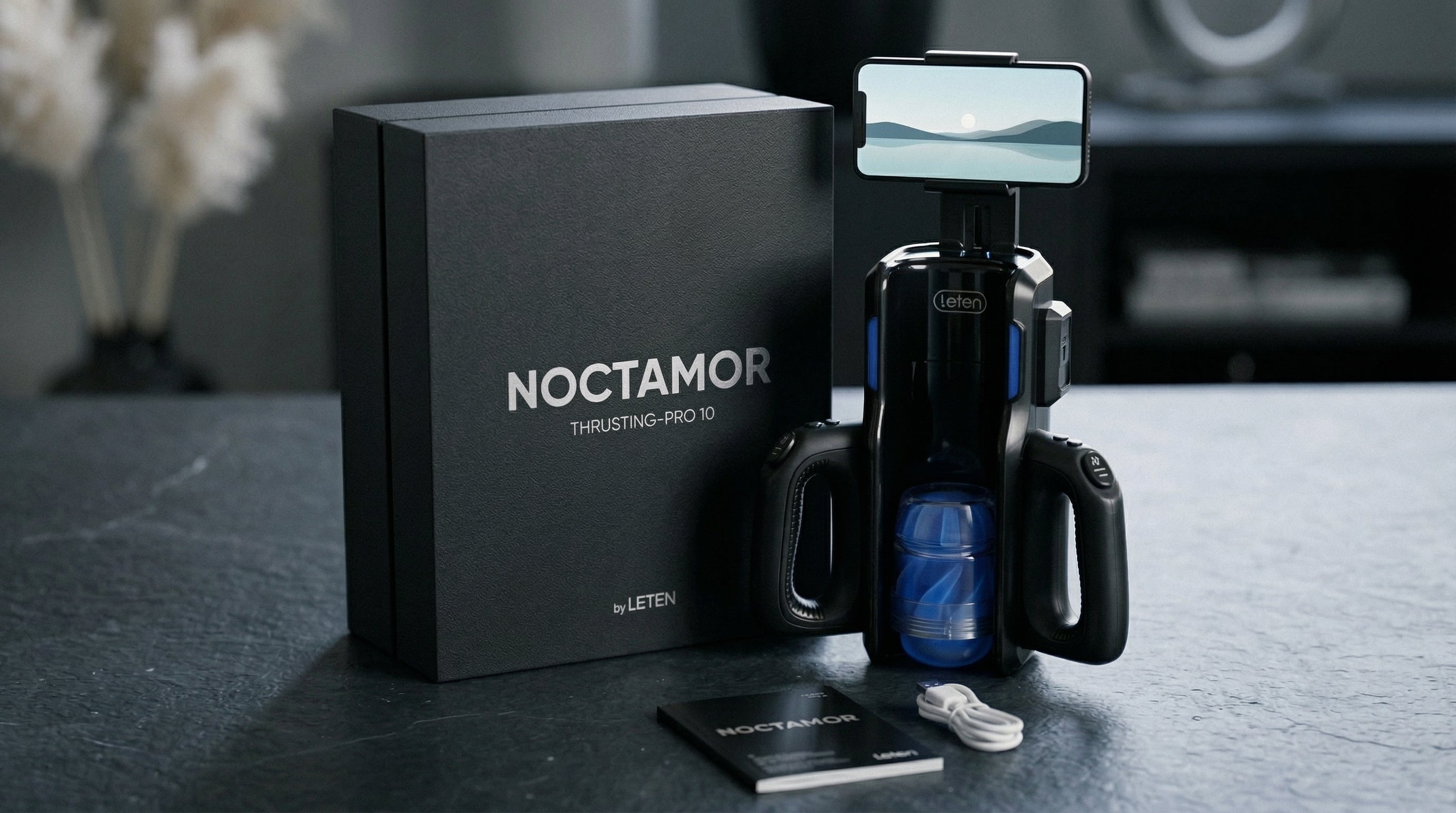 Leten 10 Thrusting High-speed Motor Masturbator Cup with Phone Holder