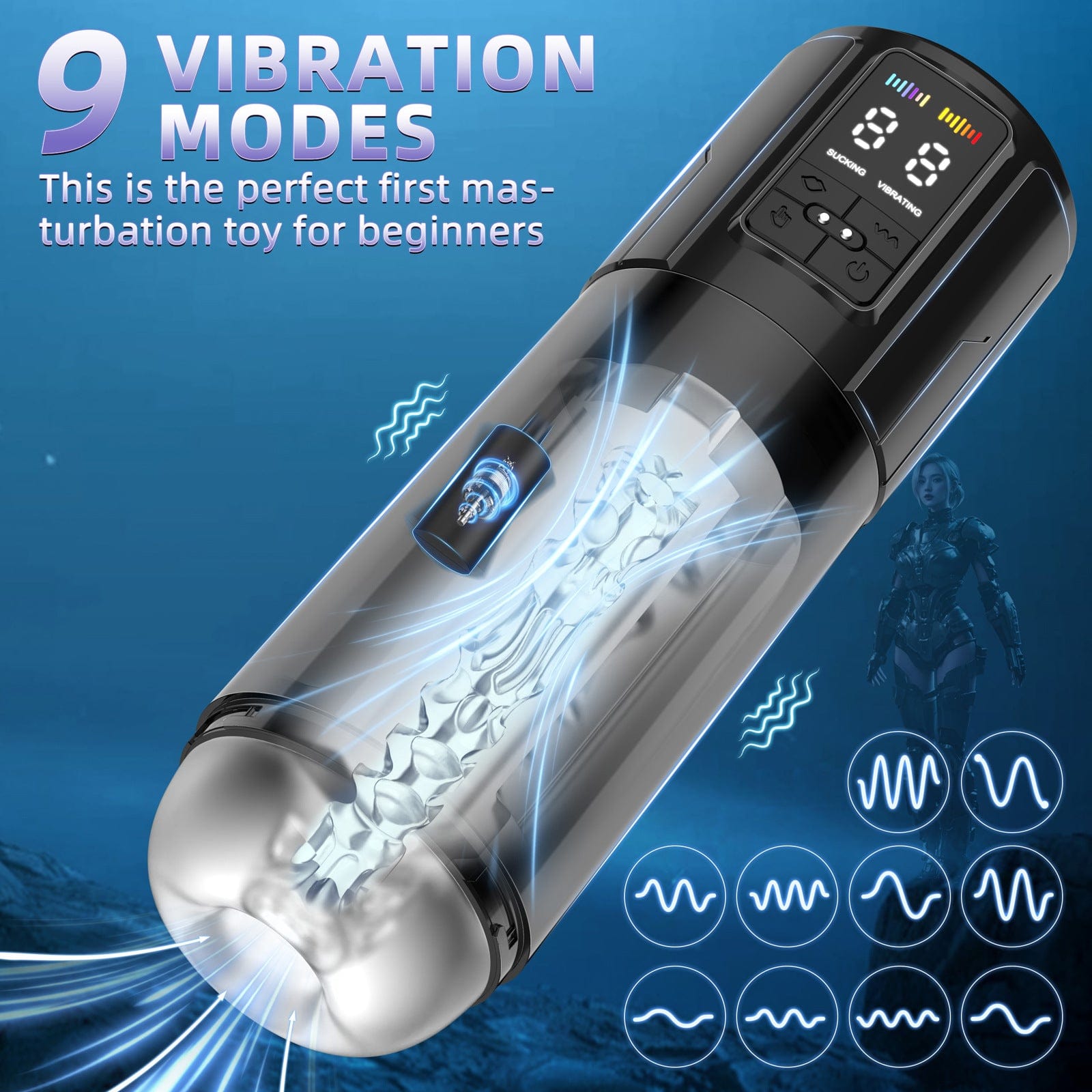 2 in 1 Waterproof Auto Suction Vibration Male Masturbator