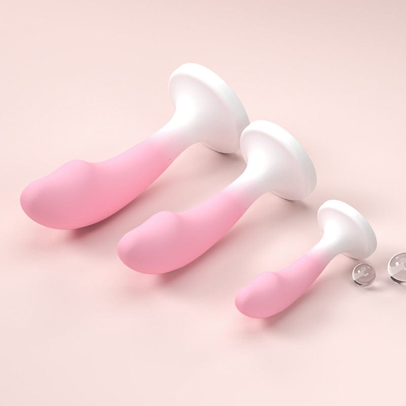 Gradient Pink Silicone Realistic Dildo Anal Plug