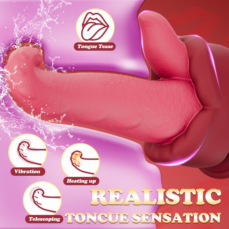 5.7‘’ Realistic Tongue Thrusting Heating Fantasy Dildo With Suction Cup