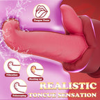 5.7‘’ Realistic Tongue Thrusting Heating Fantasy Dildo With Suction Cup